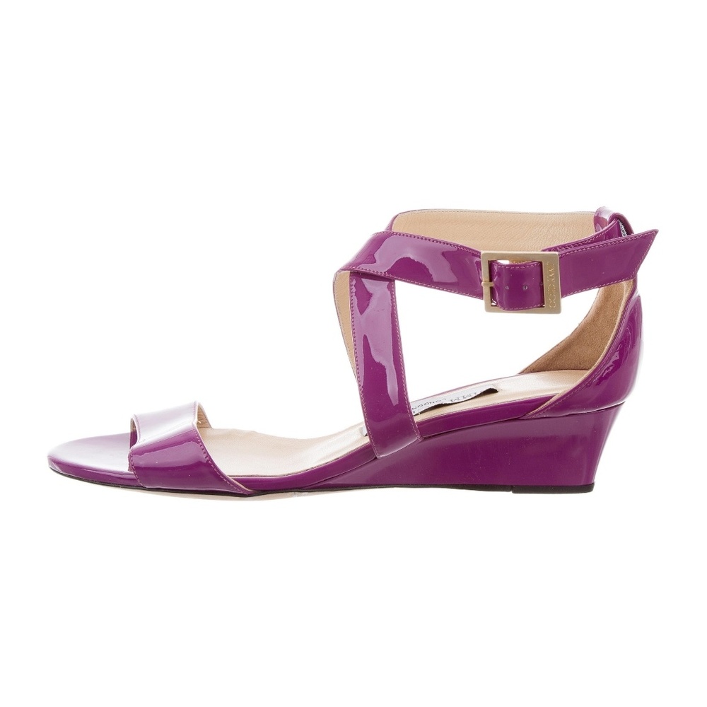 Jimmy Choo Purple Patent Leather Chiara Wedges